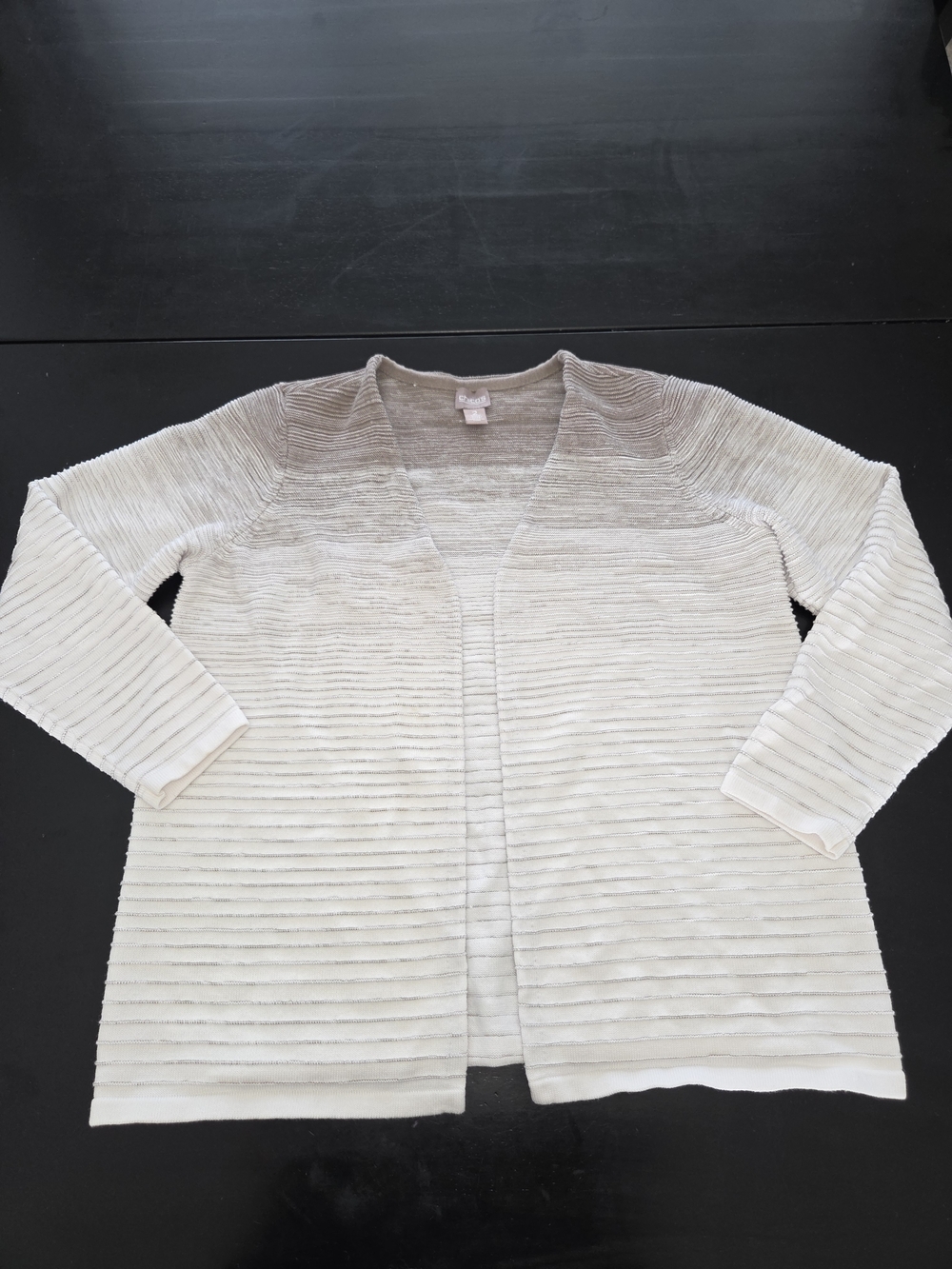 Chico's Neutral Ombre Ribbed Open-Front Cardigan Sweater